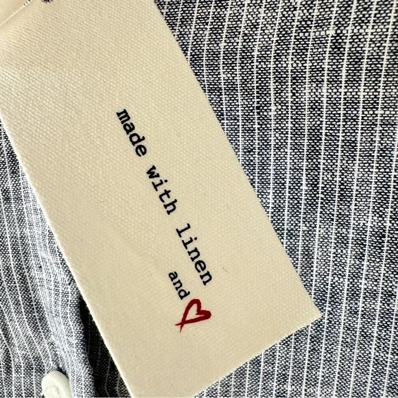 BeachLunchLounge - Brynn Sleeveless Linen Button Front Dress in Blue & White - Picture 6 of 7